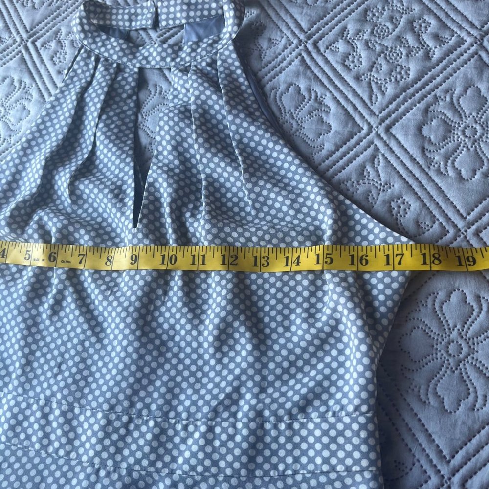 Express Polka Dot Halter Neck Fit & Flair Sleeveless Lined Dress Size 10 - Picture 5 of 8